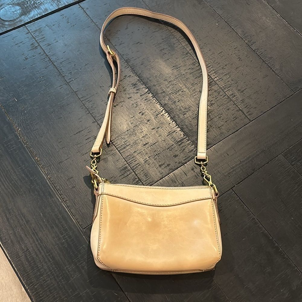 J. Crew Cream Tan Leather Crossbody Classy Gold Hardware Crossbody Bag Purse‌‌‌‍ - Picture 2 of 16